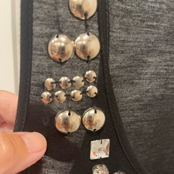INC Black Studded Racerback Asymmetrical Top.Size S - Picture 11 of 11
